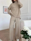 Elegant Women Casual Ribbed Two-Piece Set - Casual Pants Set - LeStyleParfait