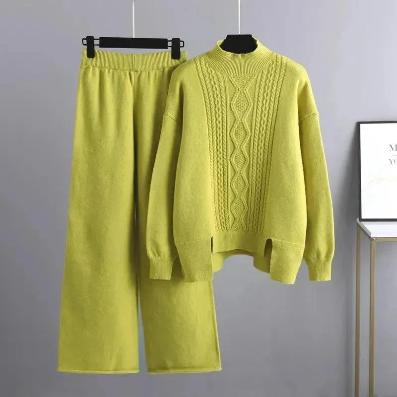 Elegant Women Casual Wool Three-Piece Outfit Set - Casual Outfit Set - LeStyleParfait