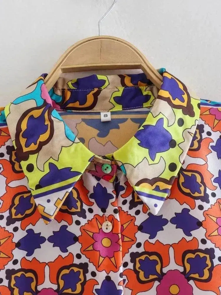 Elegant Women Ethnic Silk Two-Piece Pants Set - Silk Pants Set - LeStyleParfait