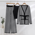 Elegant Women Geometric Tailored Three-Piece Pants Set - Geometric Pants Set - LeStyleParfait