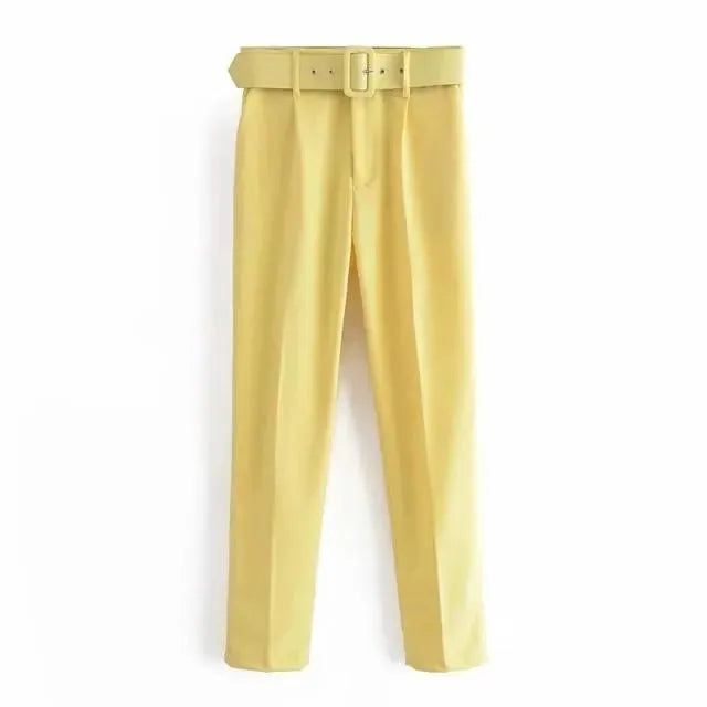 Belted High-Waisted Pants - Women Pants - LeStyleParfait