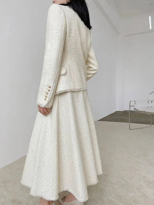 White Tweed Skirt Suit - Skirt Suit - LeStyleParfait