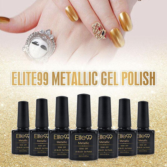 Elite99 Metallic UV Gel Polish Mirror Effect Gold Color 10ml - Nail Polish - LeStyleParfait Kenya