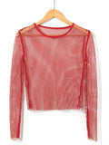 Embellish Sheer Fishnet Women Crop Top - Crop Top - LeStyleParfait