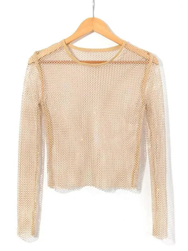 Embellish Sheer Fishnet Women Crop Top - Crop Top - LeStyleParfait