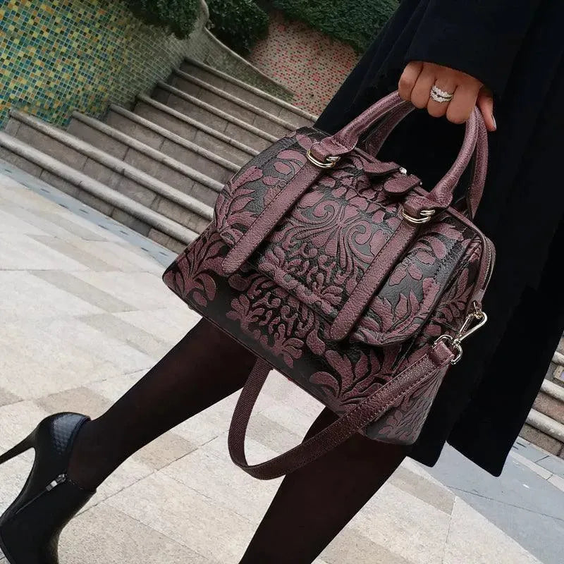 Embossed Leather Handbags - Handbag - LeStyleParfait