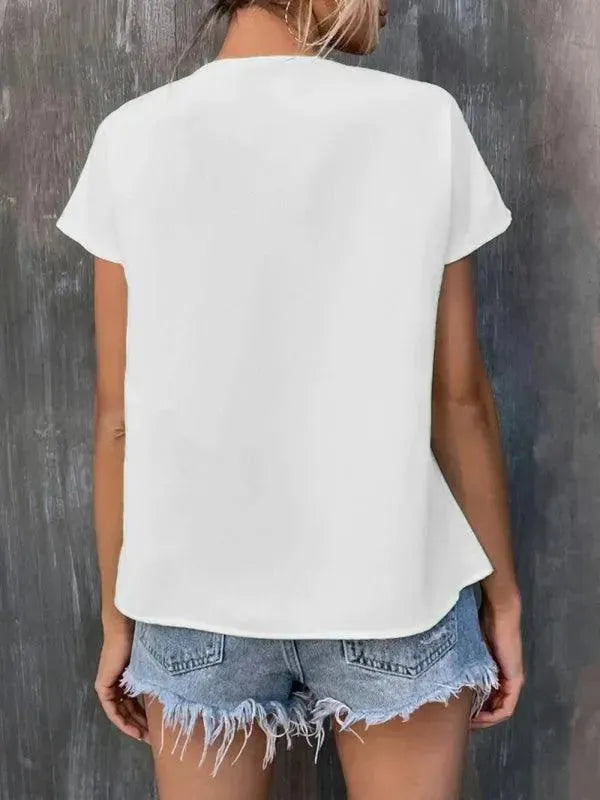 Embroidered Tassel Tie Top - Women Tops & Blouses | LeStyleParfait-Women Tops