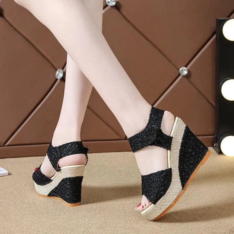 Embroidered Wedge Sandals - Wedge Shoes - LeStyleParfait