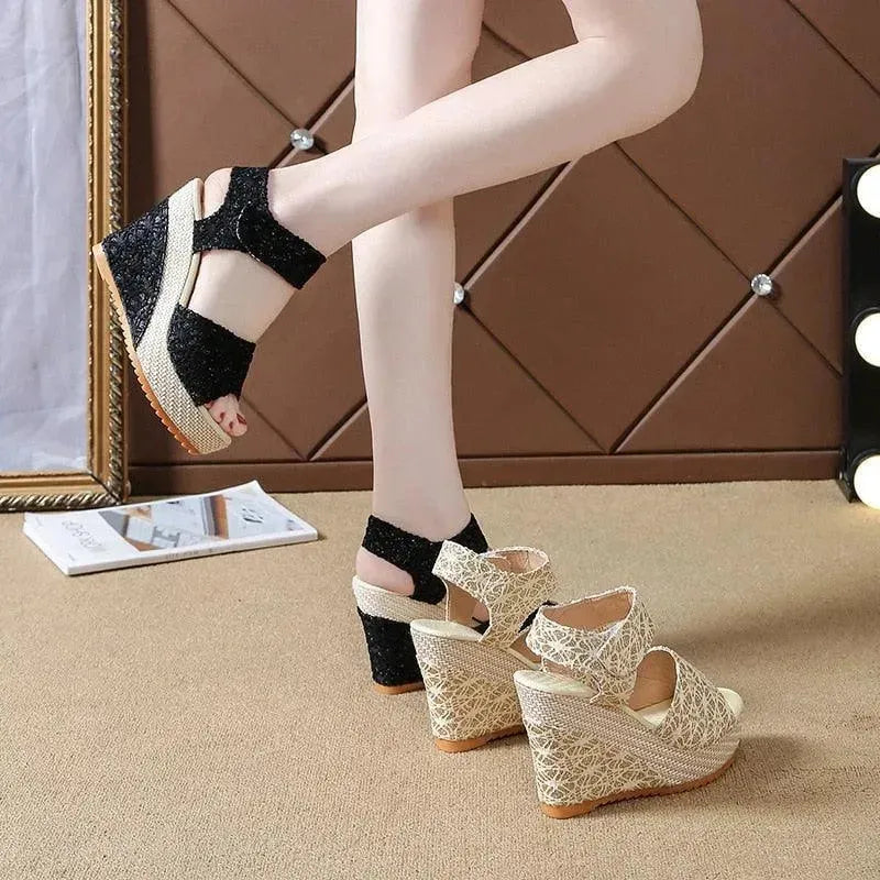 Embroidered Wedge Sandals - Wedge Shoes - LeStyleParfait