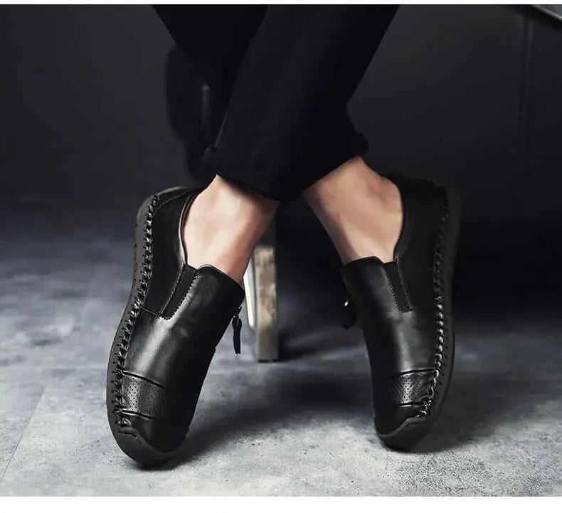 Falcon - Casual Leather Slip-On Shoes - Loafer Shoes - LeStyleParfait