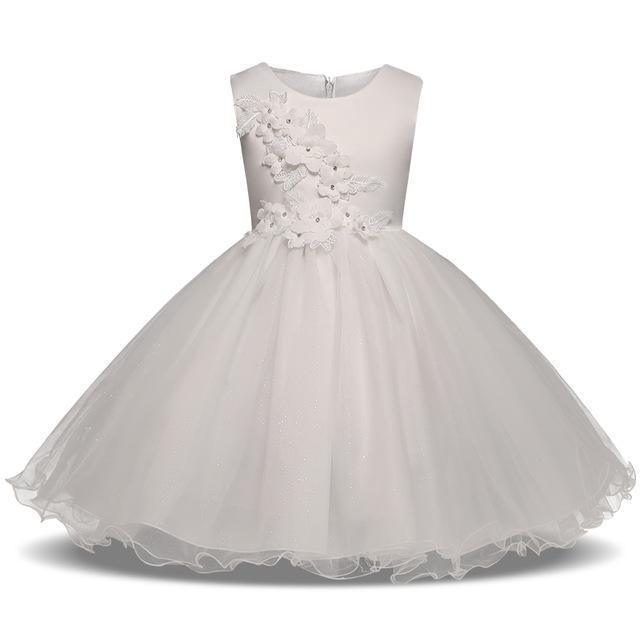Fancy Girls Dresses Christmas or Wedding Dresses 1- 8 Years White Pink - Dress - LeStyleParfait Kenya