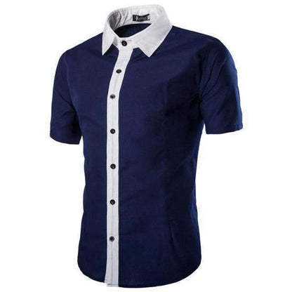 Fashion Mens Shirts, Patchwork, Short Sleeves Dress Shirt - Shirt - LeStyleParfait Kenya