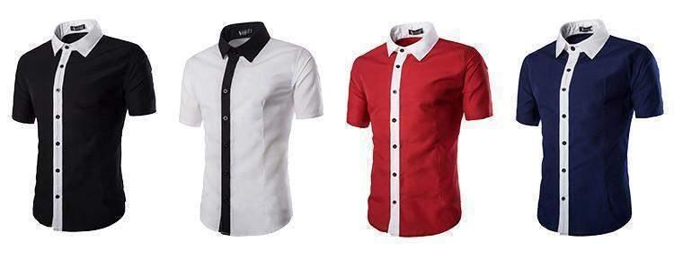 Fashion Mens Shirts, Patchwork, Short Sleeves Dress Shirt - Shirt - LeStyleParfait Kenya