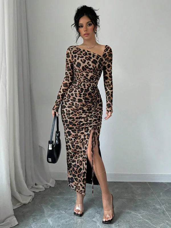 all-season,all-season dress,animal print,animal print dress,asymmetrical,bodycon,bodycon dress,dress,jersey,jersey dress,ladies Wrinkle resistant,long sleeve,long sleeve dress,midi,midi hem dress,party,party dress,pencil,pencil dress,Quick drying midi dress,round neck dress,sheath,sheath dress,slip-on,slip-on dress,slit-LeStyleParfait