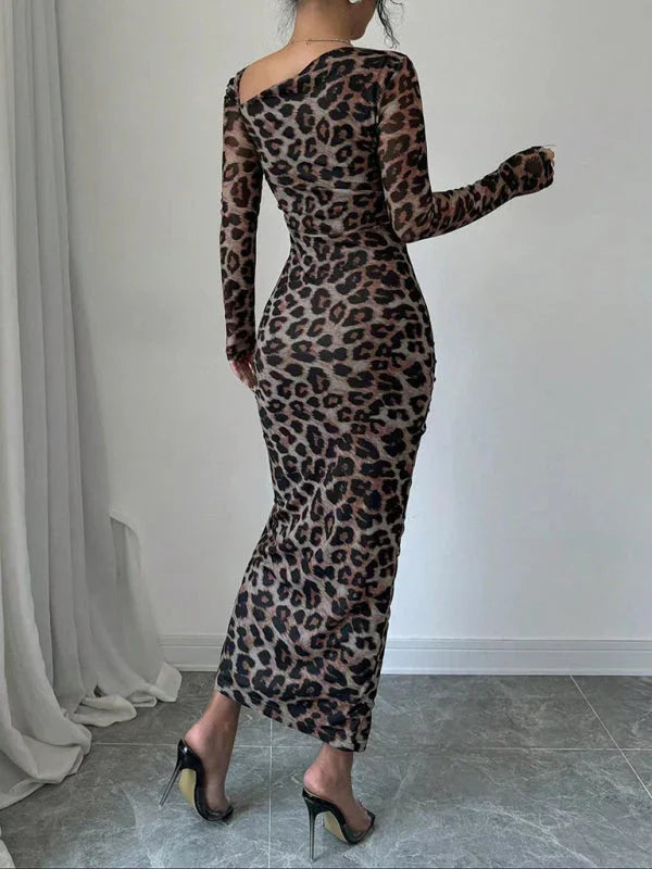 all-season,all-season dress,animal print,animal print dress,asymmetrical,bodycon,bodycon dress,dress,jersey,jersey dress,ladies Wrinkle resistant,long sleeve,long sleeve dress,midi,midi hem dress,party,party dress,pencil,pencil dress,Quick drying midi dress,round neck dress,sheath,sheath dress,slip-on,slip-on dress,slit-LeStyleParfait
