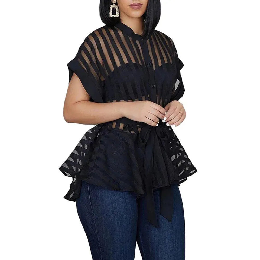 Flared See-Through Women Top - Women Tops - LeStyleParfait