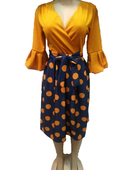Flared Sleeves Polka Dots Dress - Dress - LeStyleParfait Kenya