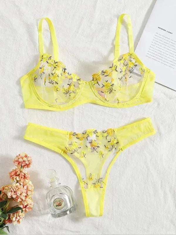 Floral Lingerie Bralette Set - Bralette Set - LeStyleParfait