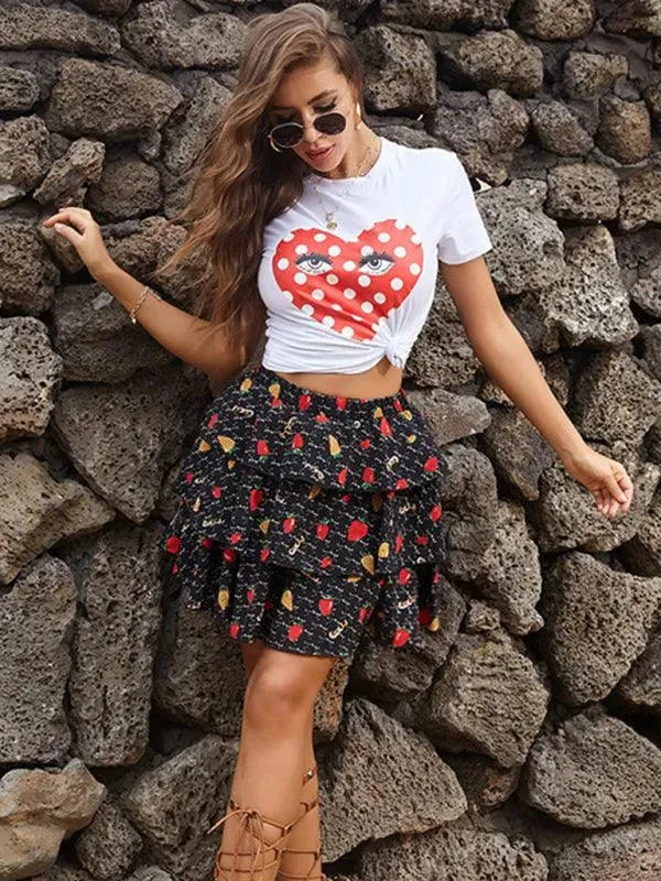 Floral Pleated Mini Skirt-Women's Skirt-LeStyleParfait