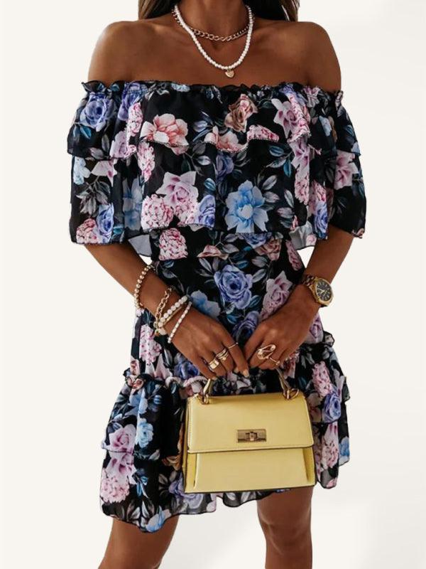 Floral Ruffle Mini Day Dress - Mini Dress - LeStyleParfait Kenya
