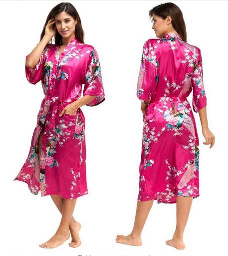 Floral Silk Kimono Nightgown - Sleepwear - LeStyleParfait Kenya