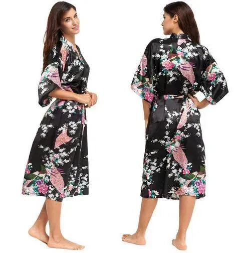 Floral Silk Kimono Nightgown - Nightgown - LeStyleParfait