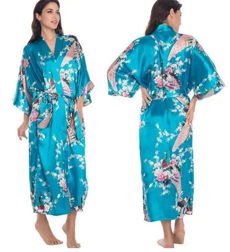 Floral Silk Kimono Nightgown - Nightgown - LeStyleParfait