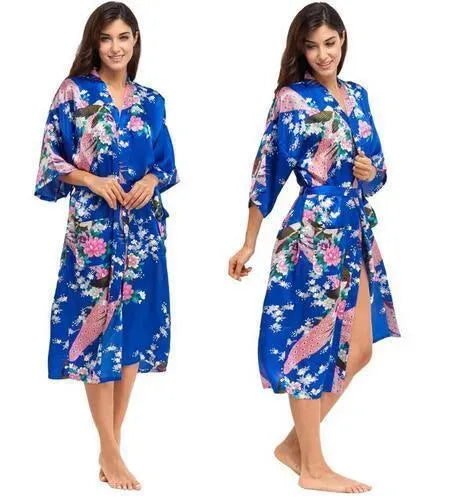 Floral Silk Kimono Nightgown - Nightgown - LeStyleParfait