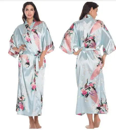 Floral Silk Kimono Nightgown - Nightgown - LeStyleParfait
