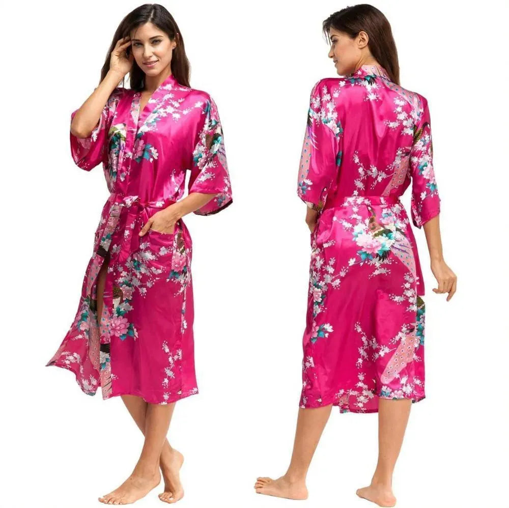 Floral Silk Kimono Nightgown - Nightgown - LeStyleParfait