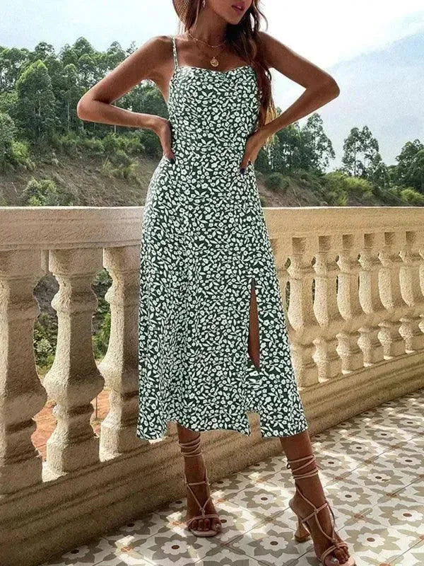 A-line,a-line dress,casual,casual dress,casual fit dress,cotton,cotton dress,floral,floral dress,flowy,flowy dress,ladies Wrinkle resistant,midi,midi hemline dress,Quick drying midi dress,sleeveless,sleeveless dress,slip-on,slip-on dress,square,square neckline dress,straight,summer,summer dress,sundress,sundress dress-LeStyleParfait