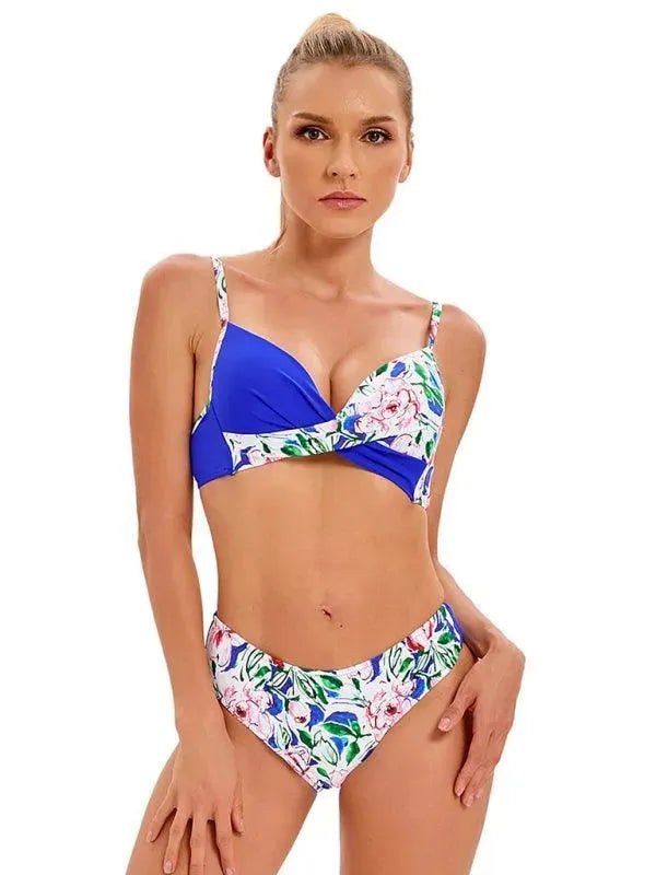 Floral Twisted Bandeau Hipster Bikini Set - Bikini - LeStyleParfait