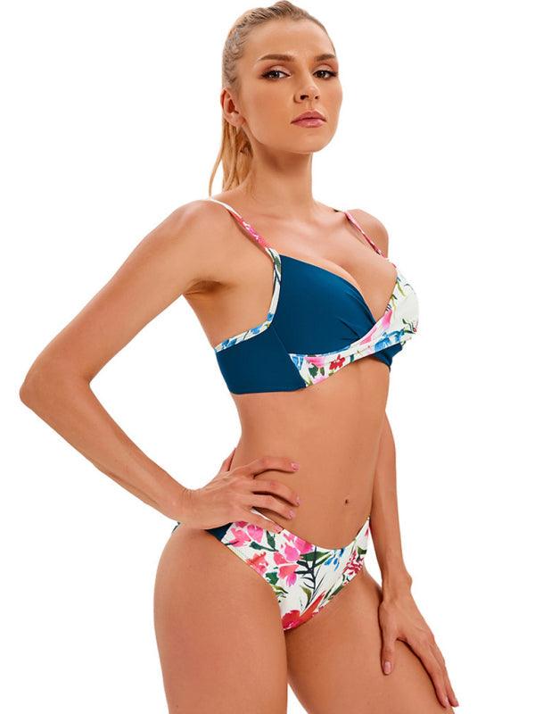 Floral Twisted Bandeau Hipster Bikini Set - Bikini - LeStyleParfait Kenya