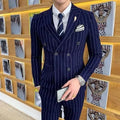 Formal Striped Double-Breasted Suit - Men's Suit - LeStyleParfait
