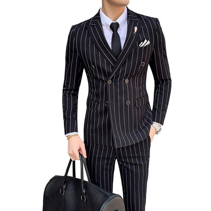 Formal Striped Double-Breasted Suits - Suit - LeStyleParfait Kenya