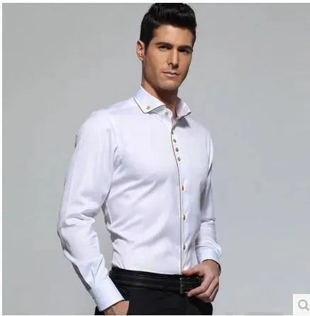 French Style Cotton Men Dress Shirt-Shirt-LeStyleParfait fashion image