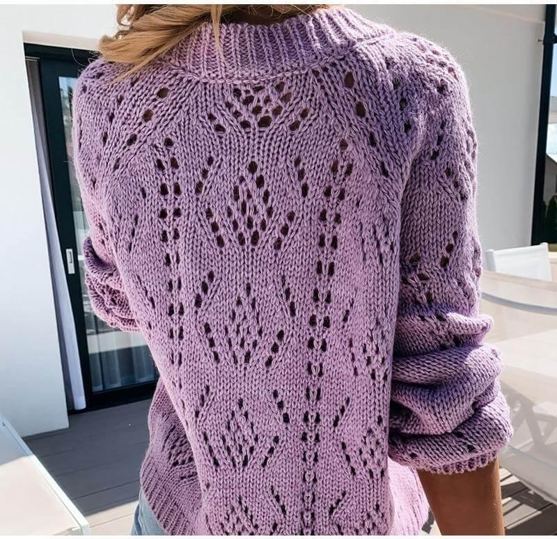 Geometric Holes Pattern Cardigans Sweater For Women - Sweater - LeStyleParfait Kenya
