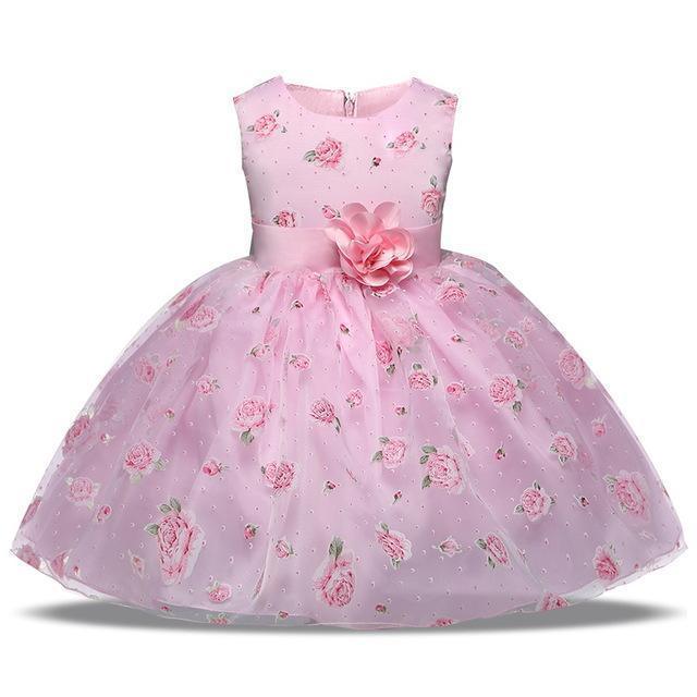 Girls Dress Pink Princess Lace Flower Girl Dress 4-10 Years - Dress - LeStyleParfait Kenya