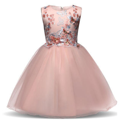 Girls Dress Princess Lace Flower Girl Dress 4-10 Years Pink - Dress - LeStyleParfait Kenya