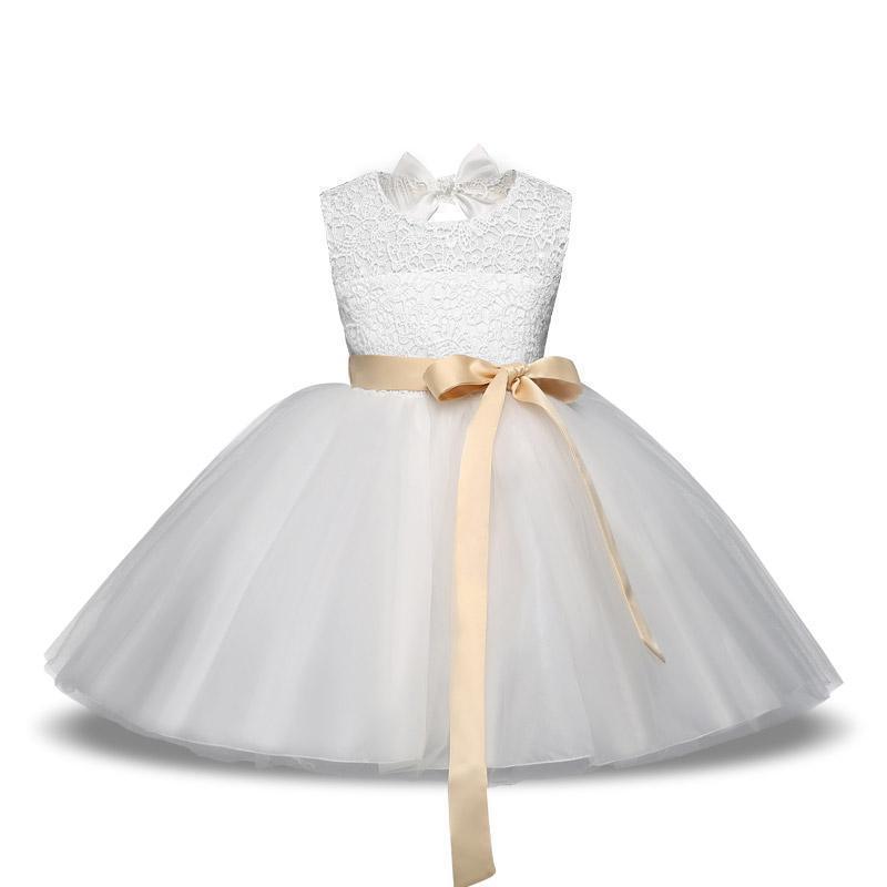 Girls Dress Princess White Lace Flower Girl Dress 4-10 Years - Dress - LeStyleParfait Kenya