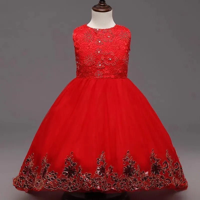 Girls Dress, Trailing Mesh Embroidered Dress - Girls Dresses - LeStyleParfait