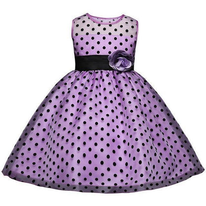 Girls Polka Dots Dresses Princess Lace Flower Girl Dress 4-10 Years - Dress - LeStyleParfait Kenya