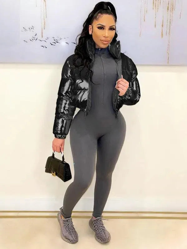 LeStyleParfait Women's Jackets Parkas, Winter Jacket Drawstring-Elastic Waist Turn Down Collar Sleeveless Plain-Solid-Winter Jacket