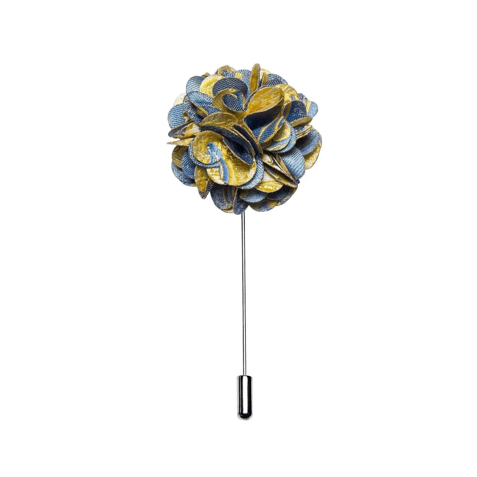 Gold Blue Paisley Necktie Set - Necktie - LeStyleParfait