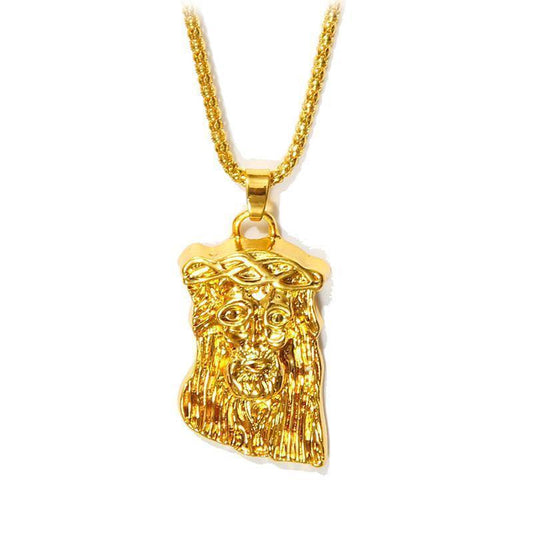 Gold Plated Necklace Jesus Piece Necklace Hip pop Jesus Pendant+75 Chain - Necklace - LeStyleParfait Kenya