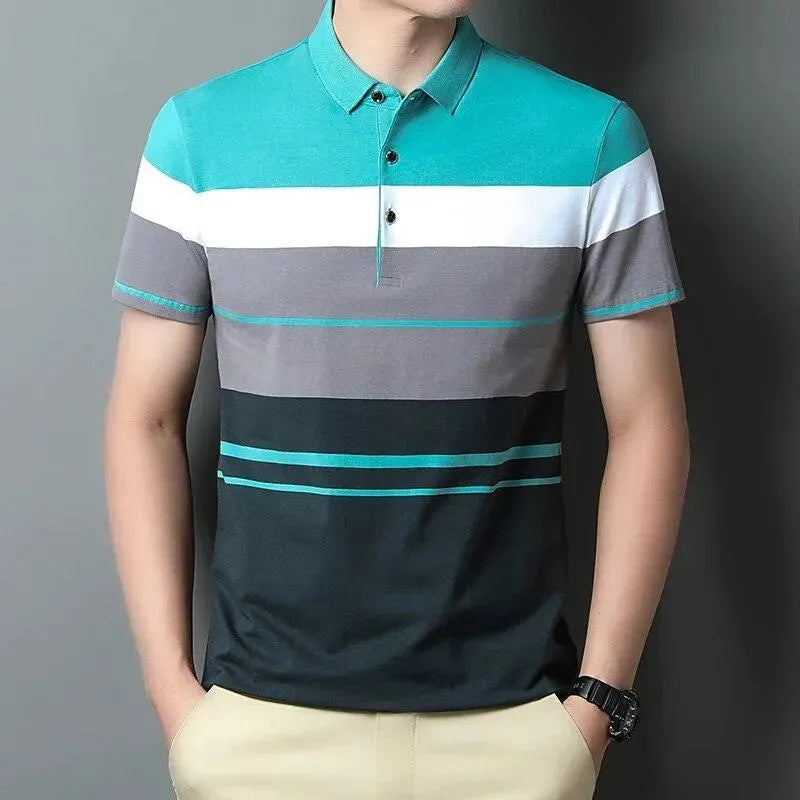 Gradient Striped Polo Shirt For Men-Polo Shirt-LeStyleParfait