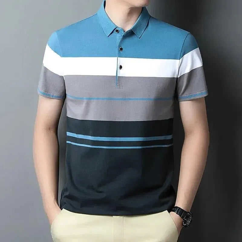 Gradient Striped Polo Shirt For Men-Polo Shirt-LeStyleParfait