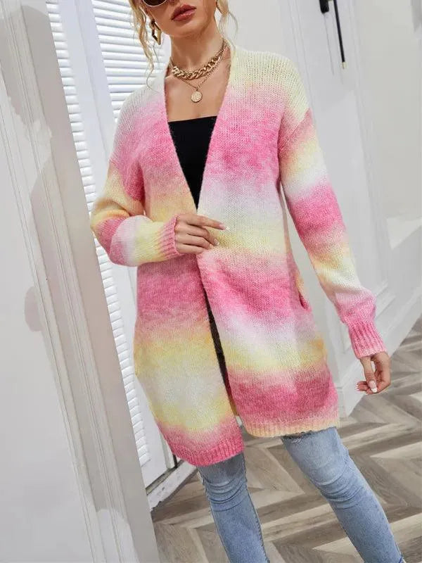 Gradient Tie-Dye Women Cardigan Sweater - Cardigan Sweater - LeStyleParfait