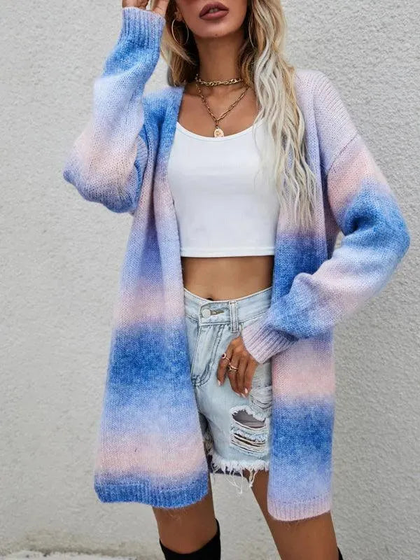 Gradient Tie-Dye Women Cardigan Sweater - Cardigan Sweater - LeStyleParfait