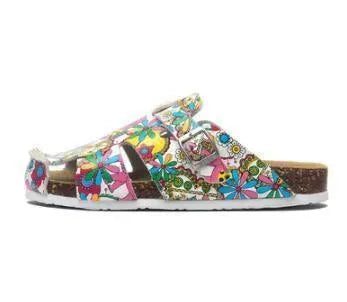 Graffiti Slip-On Leather Sandals - Sandals - LeStyleParfait